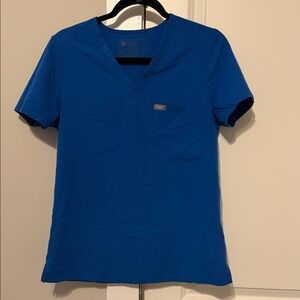 Figs Women's SMALL Short Sleeve V-Neck front pocket scrub top